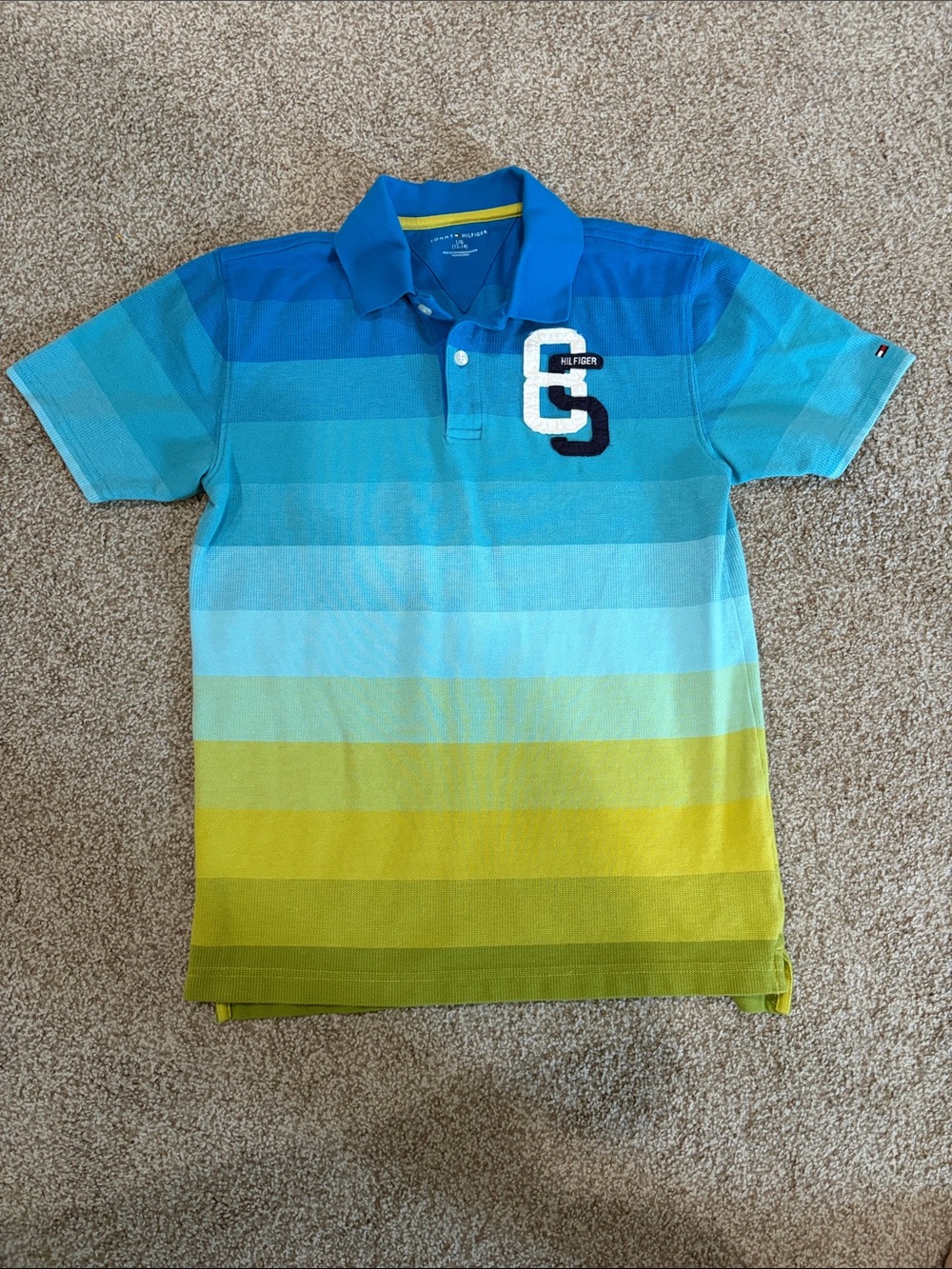 Tommy Hilfiger Blue to Green Gradient Stripe woven Polo